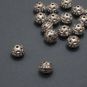 Bead insert findings, inner diameter 1.1 mm ±, diameter 8×6.5 mm ±, silver-colored metal packaging 20 g 16 pcs (±)