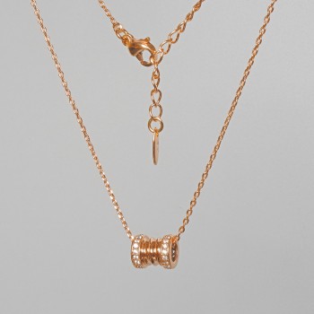 Xuping Chain with White Rhinestone Pendant, Diameter 9×7 mm, Length 40–45 cm, Thickness 1 mm