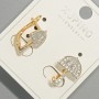 Earrings 'Umbrella' Xuping with white crystals, diameter 11.5 × 15 mm ± 18K gold plating and rhodium