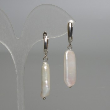 Sale! Baroque Earrings with Petrol-Toned Pearls, 10x28 mm diameter, 49 mm length, English clasp