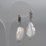 Baroque Pearl Earrings with Gasoline Tint, 18 mm diameter, 38 mm length, English Clasp