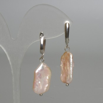 Baroque Pearl Earrings with a gasoline tint, diameter 14×22 mm, length 42 mm, English clasp