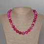 Raspberry Agate Necklace, natural stone, smooth bead, 12 mm diameter, 47 cm length