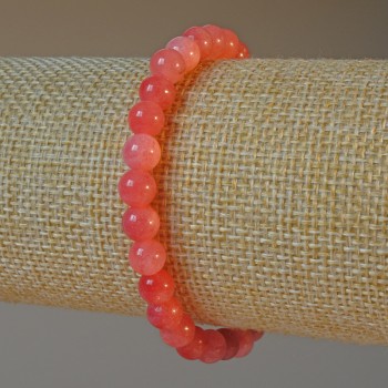 Bracelet with natural tourmaline, smooth beads, diameter 6.5 mm, length 18 cm (stretch)