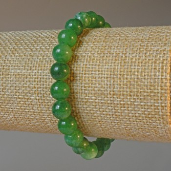 Chrysoprase Bracelet, natural stone, smooth beads, 8 mm diameter, approx. 18 cm long (stretch)
