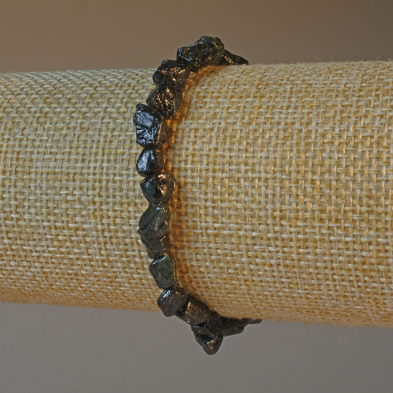 Sun Obsidian Bracelet with natural unpolished stones, faceted beads, 6mm diameter, 18cm length +/- (stretch)