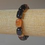 Brown Agate Bracelet, natural stone blocks, 11x15 mm, length 18 cm, stretch
