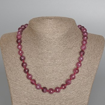 Rubellite Tourmaline Necklace, natural gemstone, faceted beads, approximately 10 mm diameter, approximately 49 cm length