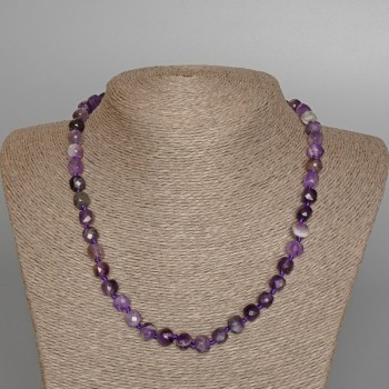Natural Amethyst Necklace with Faceted Cube Beads, 7 mm diameter, 49 cm length