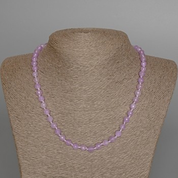 Lavender Amethyst Necklace with natural stone, faceted bead, diameter 6 mm +/-, length 47 cm +/-