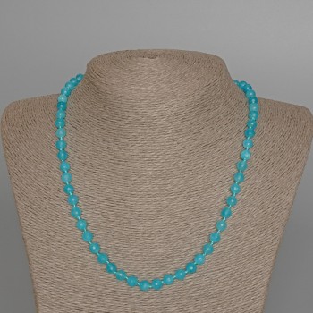 Aquamarine Necklace with Natural Stone, Faceted Beads, 6 mm Diameter, 49 cm Length