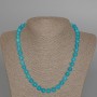 Aquamarine Necklace, natural stone, smooth beads, 8.5 mm diameter, 49 cm length