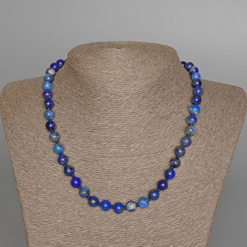 Lapis Lazuli Necklace, natural stone smooth bead, diameter 8mm±, length 47cm±