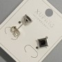 Xuping Stud Earrings with Black Crystal, 6 mm Diameter, Rhodium-Plated