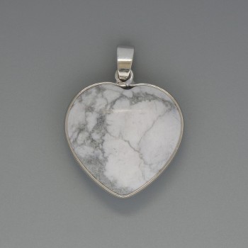 Kaholong Heart Pendant, diameter 26x26mm±, length 36mm± in a silver setting