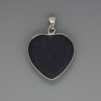 Pendant Heart Aventurine Night of Cairo, diameter 26x26mm ±, length 36mm ±, in a silver setting