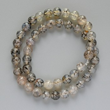 Dragon Vein Agate Beads - smooth round beads, 8 mm diameter ±, 38 cm length on thread