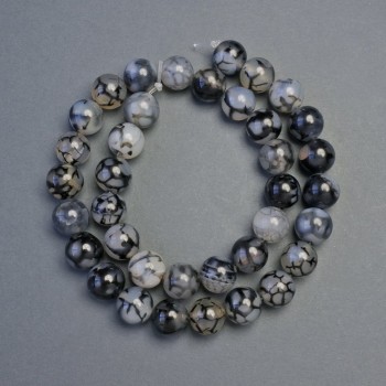 Dragon Vein Agate Beads - Smooth Round Bead, 10.5 mm diameter, 37 cm length, on thread