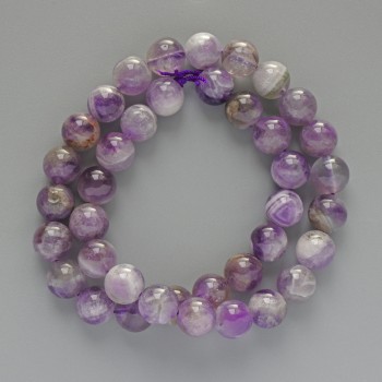 Amethyst beads, natural stone, smooth round beads, diameter 10.5 mm, length 38 cm on thread