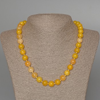 Citrine Necklace, smooth beads, 10.5 mm diameter, length 49 cm ±
