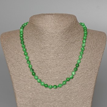 Chrysoprase Imitation Necklace with Smooth Beads, 6.5 mm Diameter, 47 cm Length