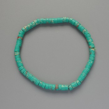 Turquoise Variscite Bracelet (pressed) Discs, diameter 4.5×2.5 mm, length 18 cm (stretch)