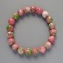 Bracelet 'Variscite' (synthetic acrylic) pink, white, and green colors, smooth beads, 10 mm diameter, 18 cm length, stretch