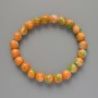 Bracelet 'Variscite' (synthetic acrylic) green, orange, and white colors, smooth beads, diameter 8.5 mm, length 18 cm, stretch