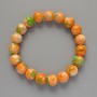 Bracelet “Variscite” (artificial acrylic) in green, orange and white colors, smooth beads, diameter 10mm+, length 18cm+- (stretch)