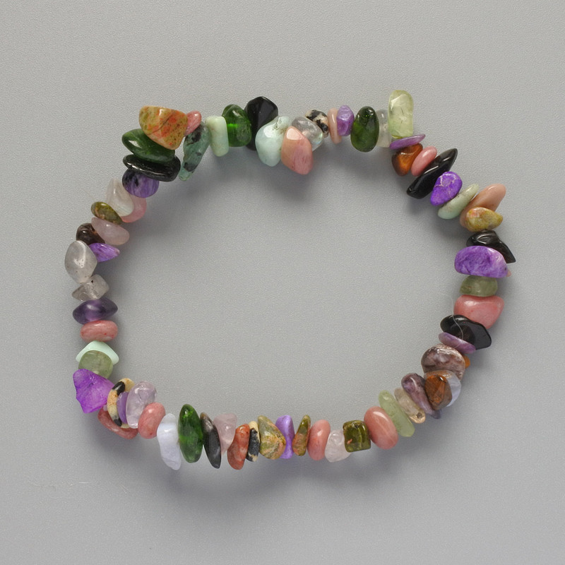 Bracelet Assorted natural stone chips, diameter 7x2 mm, length 18 cm +- (stretch)