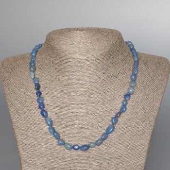 Blue Aventurine Necklace, natural stone, faceted, diameter 7x9 mm, length 47 cm