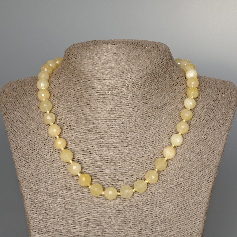 Necklace Citrine natural stone faceted bead, diameter 10mm ±, length 48cm +