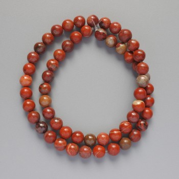 Red Jasper beads, natural stone, smooth round bead, diameter 6mm, length 38cm on a thread