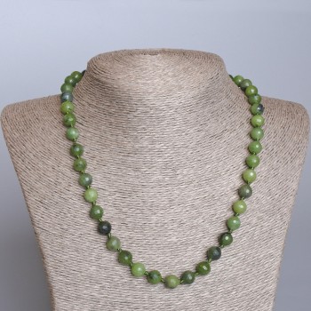 Jadeite Necklace, Canadian natural stone, faceted bead, diameter 8.5 mm, length 50 cm
