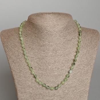 Prehnite Necklace with natural stone, faceted bead, 6 mm diameter, 50 cm length