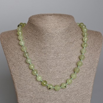 Prenite Necklace with Natural Prenite Stone, Faceted Bead, 10 mm Diameter, 50 cm Length
