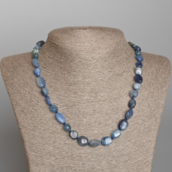 Kyanite Necklace, Natural Stone Faceted Beads, Diameter 9–12 mm, Length 48 cm