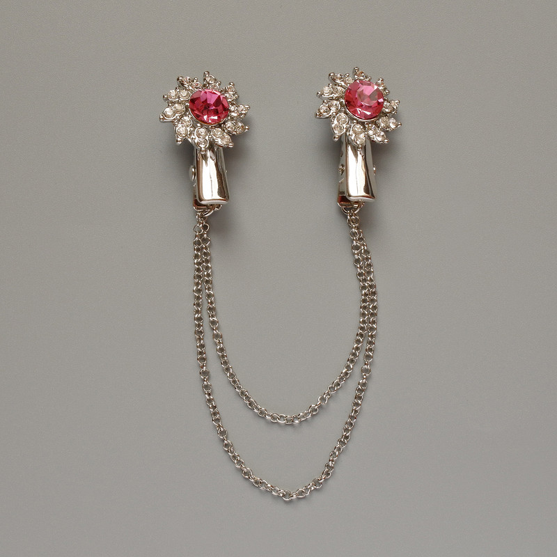 Flower Brooch for Cardigans with Crystals