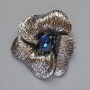 Flower Brooch-Pendant with Blue Crystal