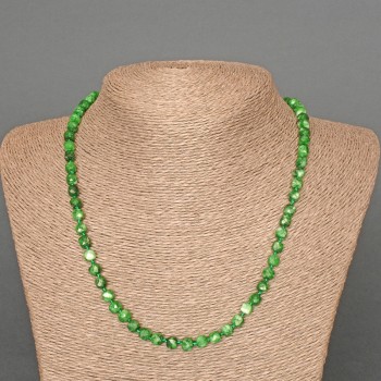 Chrysoprase Necklace, Natural Stone, Faceted Cubes, Diameter 5.5 mm, Length 51 cm