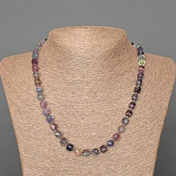 Clearance! Fluorite necklace with natural fluorite, faceted cube beads, 7 mm diameter, 50 cm length