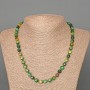 Green Cat's Eye Necklace with natural faceted cubes, diameter 7 mm ±, length 51 cm ±