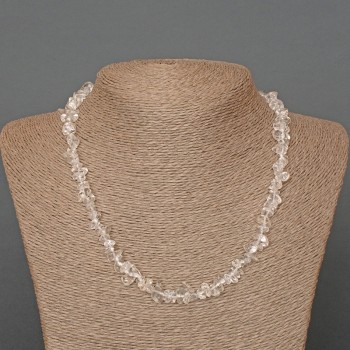 Mountain Crystal Necklace - natural stone chip, 6x3 mm diameter, 48 cm length