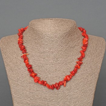 Natural coral chip necklace, 7×3 mm, 47 cm long