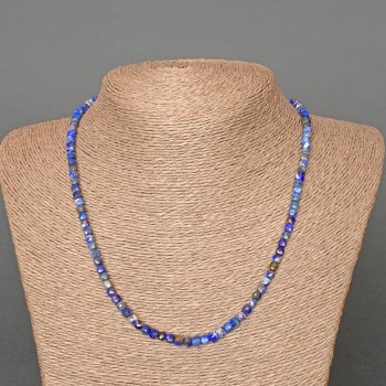 Lapis Lazuli Necklace with Natural Gemstone, Faceted Cube Beads, 4 mm diameter ±, 47 cm length ±