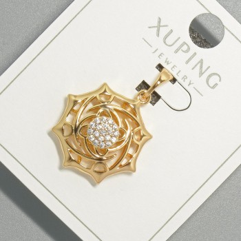 Pendant "Sun" Xuping with white crystals, diameter 18 mm, length 27 mm, 18K gold plating