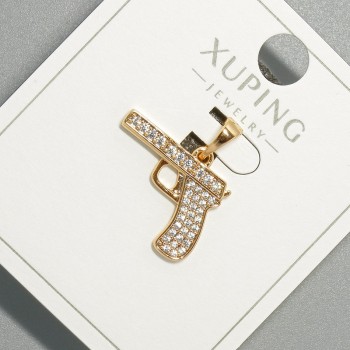 Pendant 'Gun' Xuping with white crystals, diameter 18x13 mm, 5 mm ±, length 20.5 mm ±, 18K gold plating