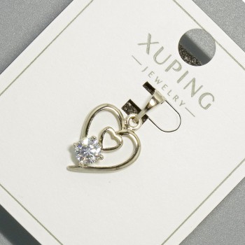 Pendant "Heart" Xuping with White Crystal, Rhodium-Plated