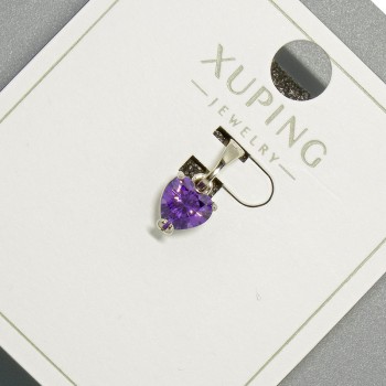 Pendant 'Heart' Xuping with a Purple Crystal, diameter 6mm, length 14mm, rhodium-plated