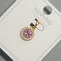 Xuping Pendant with pink crystal and white rhinestones, diameter 10.5 mm, length 18.5 mm, 18K plating